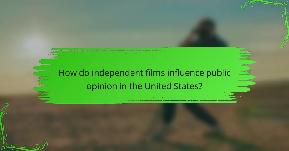 How do independent films influence public opinion in the United States?