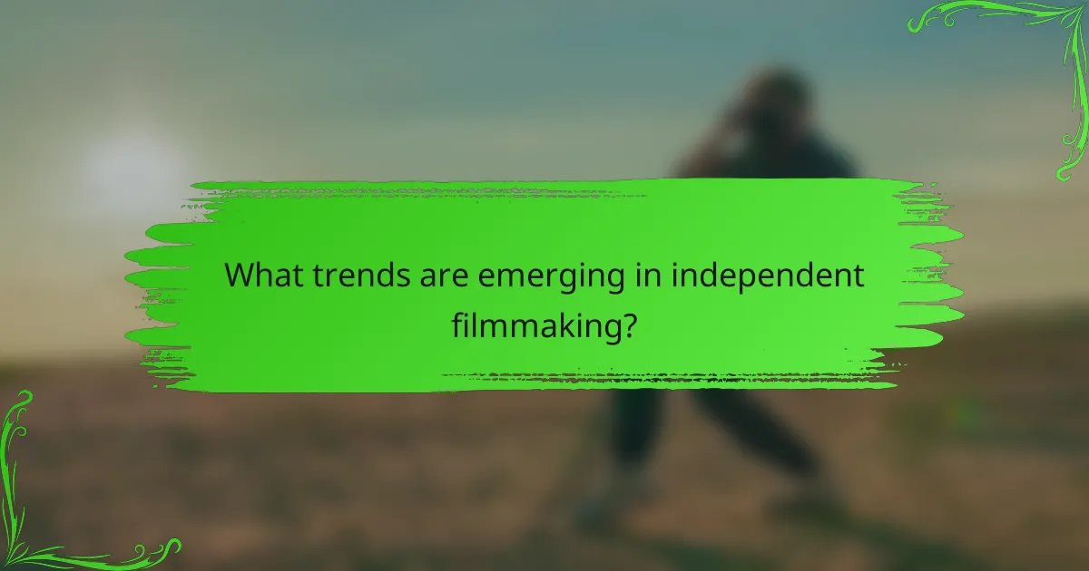 What trends are emerging in independent filmmaking?