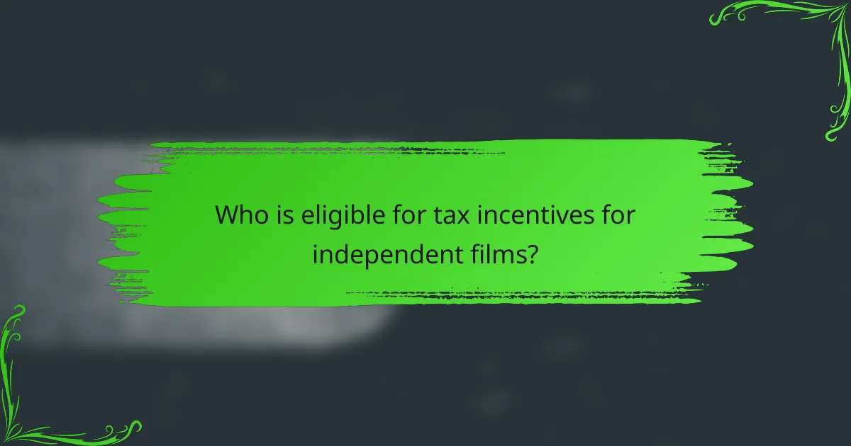 Who is eligible for tax incentives for independent films?